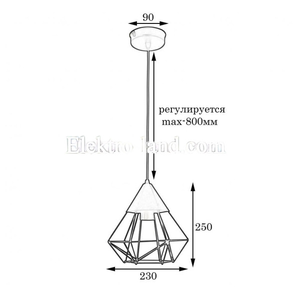 Светильник подвесной в стиле лофт MSK Electric Crystal NL 0535  черный "Кристал"