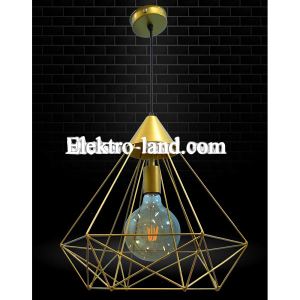 Светильник подвесной MSK Electric Crystal в стиле лофт NL 0541 G золото "Кристалл" большой