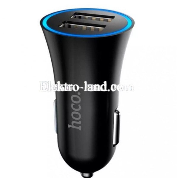 Автомобильное зарядное устройство Car Charger | 2.4A | 2U — Hoco UC204 — черный