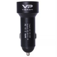 Автомобильное зарядное устройство  Car Charger | 2.4A | 2U — Veron C-604A with LCD Long черный
