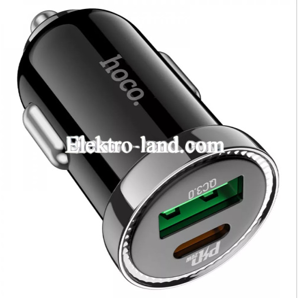 Автомобильное зарядное устройство Car Charger | 20W | PD | QC3.0 — Hoco Z44 черный