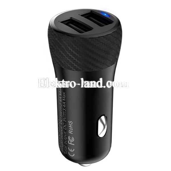 Автомобильное зарядное устройство Car Charger | 3.4A | 2U — Hoco Z21 черный