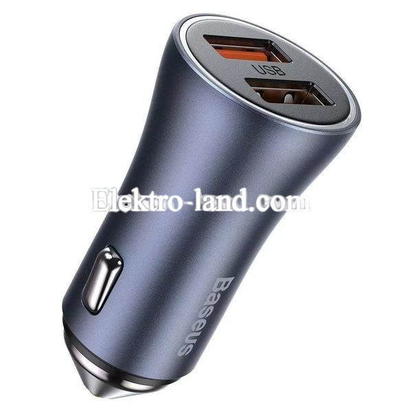 Автозарядка Car Charger | 40W | 2U — Baseus (CCJD-A0G) Golden Contactor Pro Dual Quick Charger Dark Gray — CCJD-A0G темно-серый