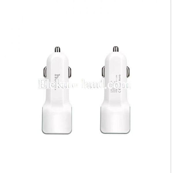 Автомобильное зарядное устройство Car Charger | 2.4A | 2U — Hoco Z23 — White белый