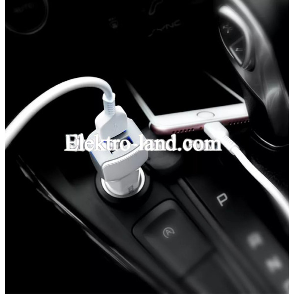 Автомобильное зарядное устройство Car Charger | 2.4A | 2U — Hoco Z23 — White белый