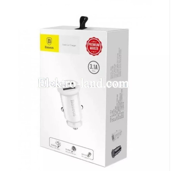 Автомобильное зарядное устройство Car Charger | 15.5W | 2U — Baseus (CCALL-ML) Grain — CCALL-ML02 белый