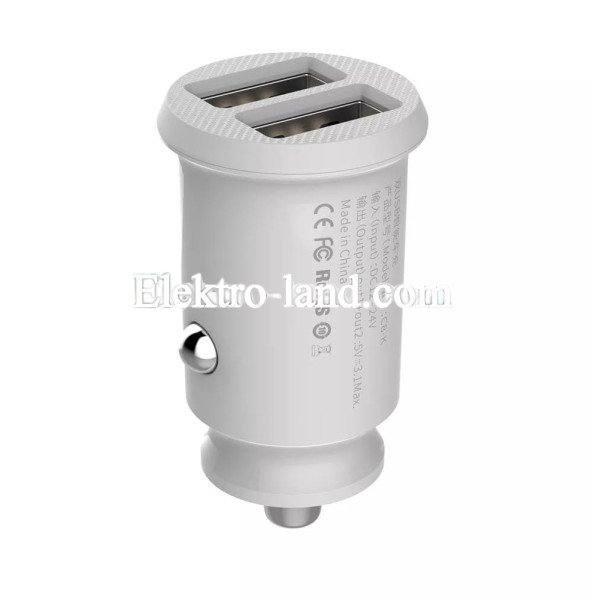 Автомобильное зарядное устройство Car Charger | 15.5W | 2U — Baseus (CCALL-ML) Grain — CCALL-ML02 белый