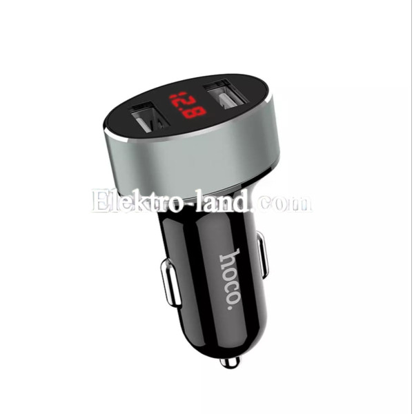 Автомобильное зарядное устройство Car Charger | 2.1A | 2U | Digital Display — Hoco Z26 —  черный
