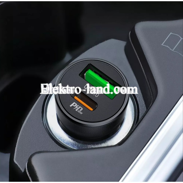 Автомобильное зарядное устройство Car Charger | 20W | PD | QC3.0 — Hoco Z32B черный