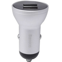 Автомобильное зарядное устройство Car Charger | 24W | 2U | Digital Display — Baseus (CCBX-0S) Silver — CCBX-0S металлик