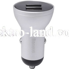 Автомобильное зарядное устройство Car Charger | 24W | 2U | Digital Display — Baseus (CCBX-0S) Silver — CCBX-0S металлик