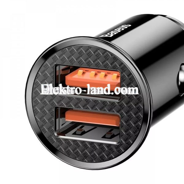 Автомобильное зарядное устройство Car Charger | 30W | 2U — Baseus (CCALL-YD01) Circular Plastic A+A Dual QC3.0 Quick черный
