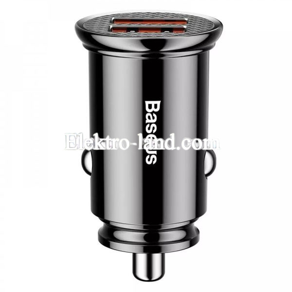 Автомобильное зарядное устройство Car Charger | 30W | 2U — Baseus (CCALL-YD01) Circular Plastic A+A Dual QC3.0 Quick черный