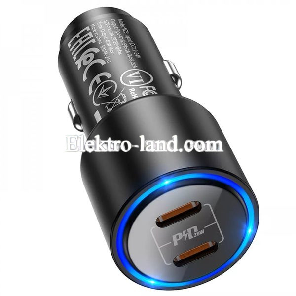 Автомобильное зарядное устройство Car Charger | 40W | 2 PD — Hoco NZ3 черный