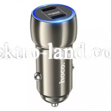 Автомобильное зарядное устройство Car Charger | 40W | 2 PD — Hoco Z48 — серый