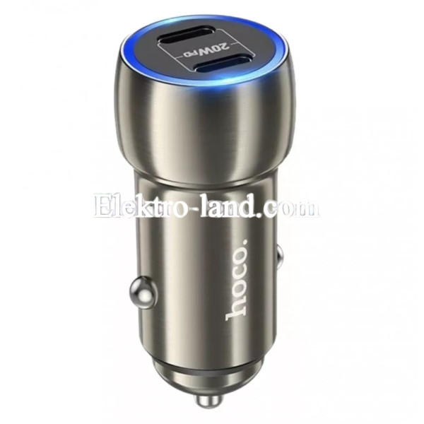 Автомобильное зарядное устройство Car Charger | 40W | 2 PD — Hoco Z48 — серый