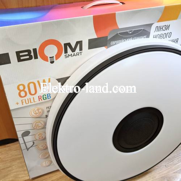 Светильник светодиодный Biom Smart 80W SML-R27-80-M-FRGB 3000-6000K+FULL RGB с д/у музыкальный BT APP 21026