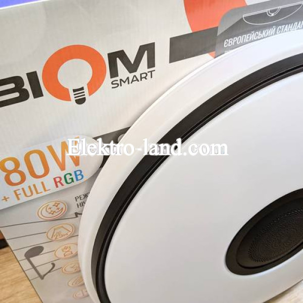 Светильник светодиодный Biom Smart 80W SML-R27-80-M-FRGB 3000-6000K+FULL RGB с д/у музыкальный BT APP 21026