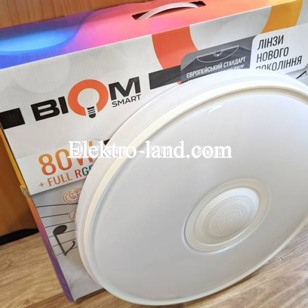 Светильник светодиодный Biom Smart 80W SML-R28-80-M-FRGB 3000-6000K+FULL RGB с д/у музыкальный BT APP 21027