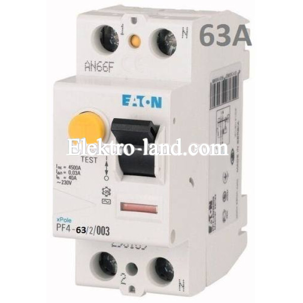 Дифференциальное реле  (УЗО) PF4-63/2/003  Eaton Moeller   1+N 30mA