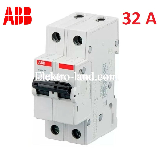 Автоматический выключатель 2Р 32А тип C, ABB basic M 