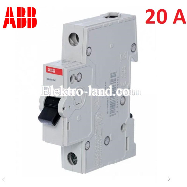 Автоматический выключатель 1Р 20А C, ABB basic M 