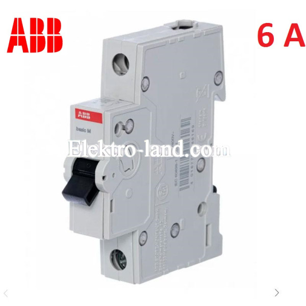 Автоматический выключатель 1Р 6А C, ABB basic M 