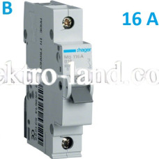 Автоматический выключатель Hager MB116A. Ін=16А, 1P, характеристика B 