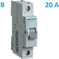 Автоматический выключатель Hager MB120A. Ін=20А, 1P, характеристика B 