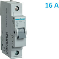 Автоматический выключатель Hager MC116A. Ін=16А, 1P, характеристика C 