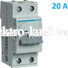 Автоматический выключатель Hager MC220A. Ін=20А, 2P, характеристика C 