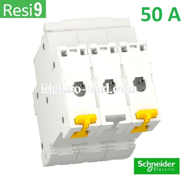Автоматический выключатель 3Р 50А, C, 6кА, Schneider Electric RESI9 (R9F12350)