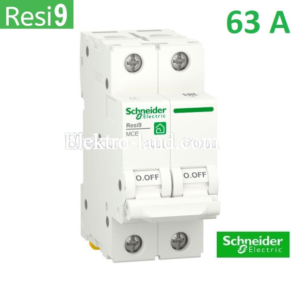 Автоматический выключатель 2Р 63А, C, 6кА, Schneider Electric RESI9 (R9F12263)