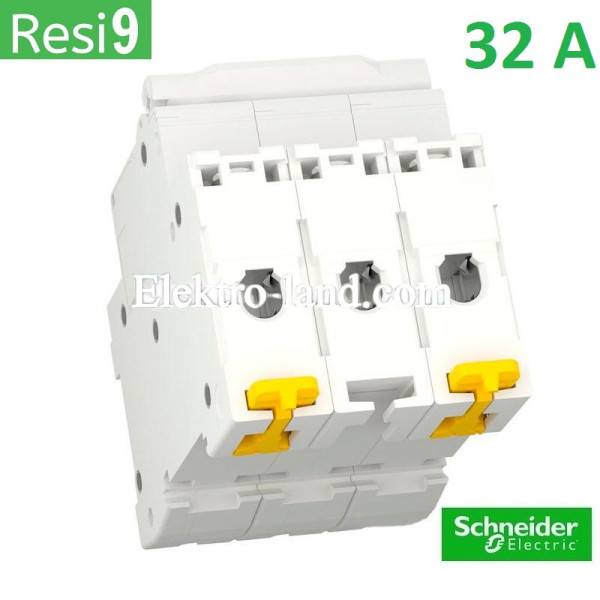 Автоматический выключатель 3Р 32А, C, 6кА, Schneider Electric RESI9 (R9F12332)