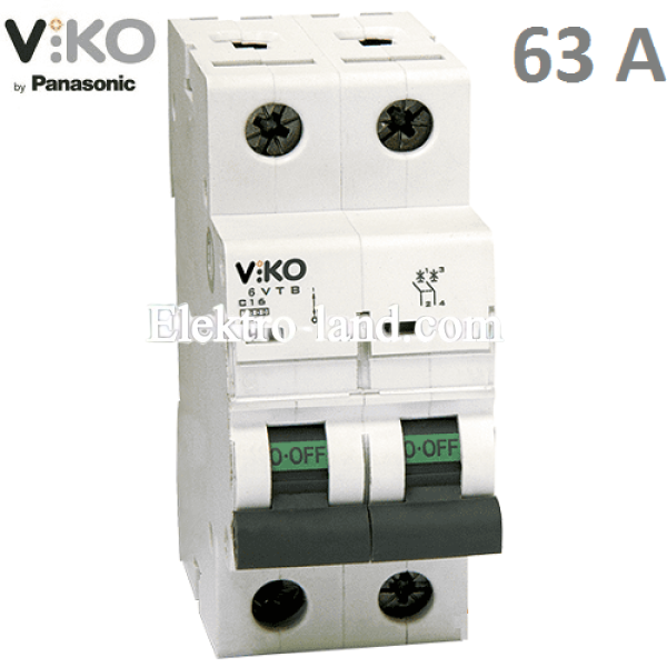 Автоматический выключатель (2p, 63А) Viko 4VTB-2C63
