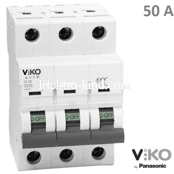 Автоматический выключатель (3p, 50А) Viko 4VTB-3C50