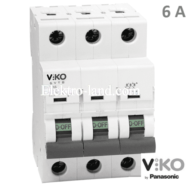 Автоматический выключатель (3p, 6А) Viko 4VTB-3C06
