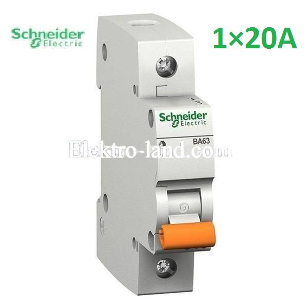 Автоматический выключатель ВА63 Домовой 1П 20A C Schneider Electric