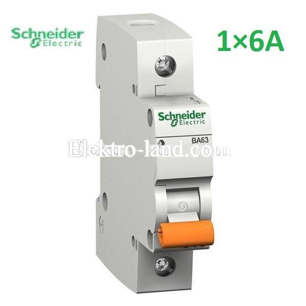 Автоматический выключатель ВА63 Домовой 1П 6A C Schneider Electric