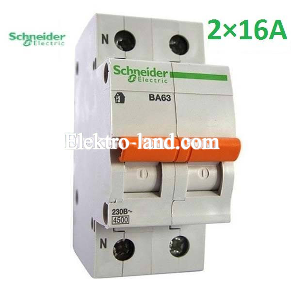Автоматический выключатель ВА63 Домовой 1П+H 16A C Schneider Electric