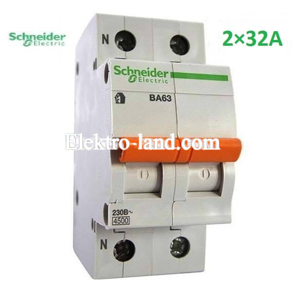 Автоматический выключатель ВА63 Домовой 1П+H 32A C Schneider Electric
