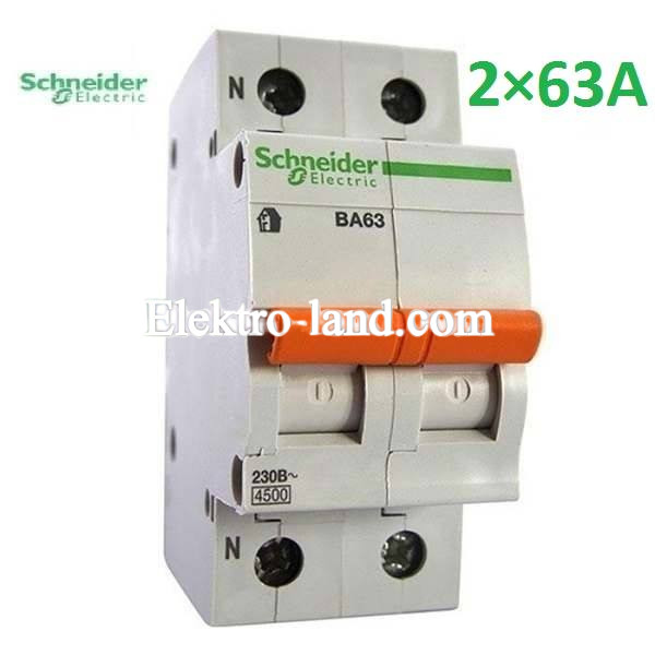 Автоматический выключатель ВА63 Домовой 1П+H 63A C Schneider Electric