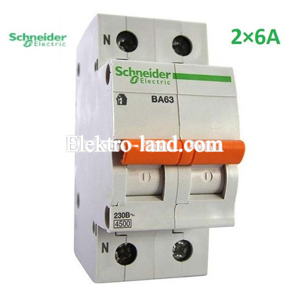 Автоматический выключатель ВА63 Домовой 1П+H 6A C Schneider Electric