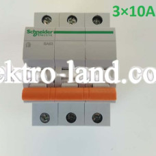 Автоматический выключатель ВА63 Домовой 3П 10A C Schneider Electric