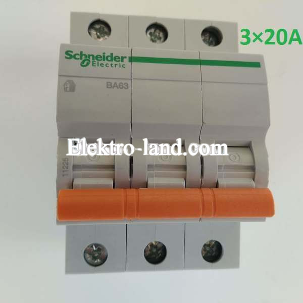 Автоматический выключатель ВА63 Домовой 3П 20A C Schneider Electric