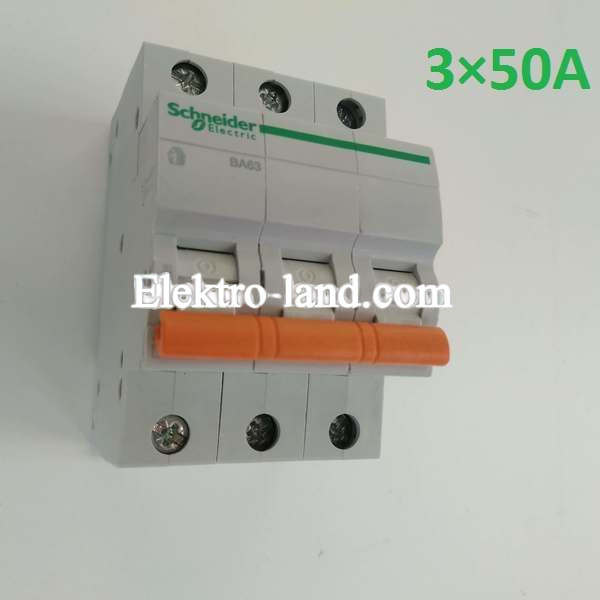 Автоматический выключатель ВА63 Домовой 3П 50A C Schneider Electric