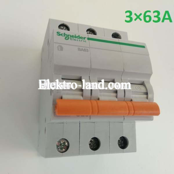 Автоматический выключатель ВА63 Домовой 3П 63A C Schneider Electric