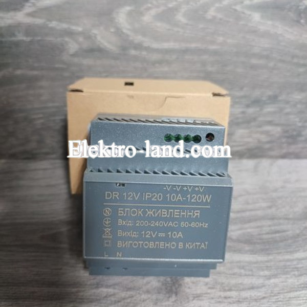 Блок питания для светодиодных лент на DIN-рейку 12V 10А 120W IP20 DR 1021421 AVT
