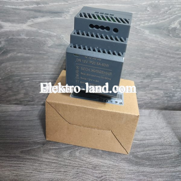 Блок питания, трансформатор для светодиодных лент на DIN-рейку 12V 5А 60W IP20 DR 1021420 AVT