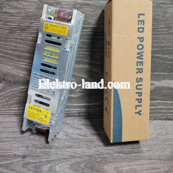 Блок питания 60W MTK-60L-12 (12V 5А) LONG Premium для светодиодных лент, модулей, линеек